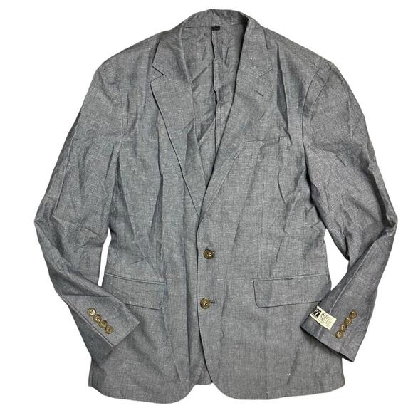 J Crew Blazer Mens 36S Blue Linen Blend Ludlow Baird McNutt Slim Unstructured - Picture 12 of 12